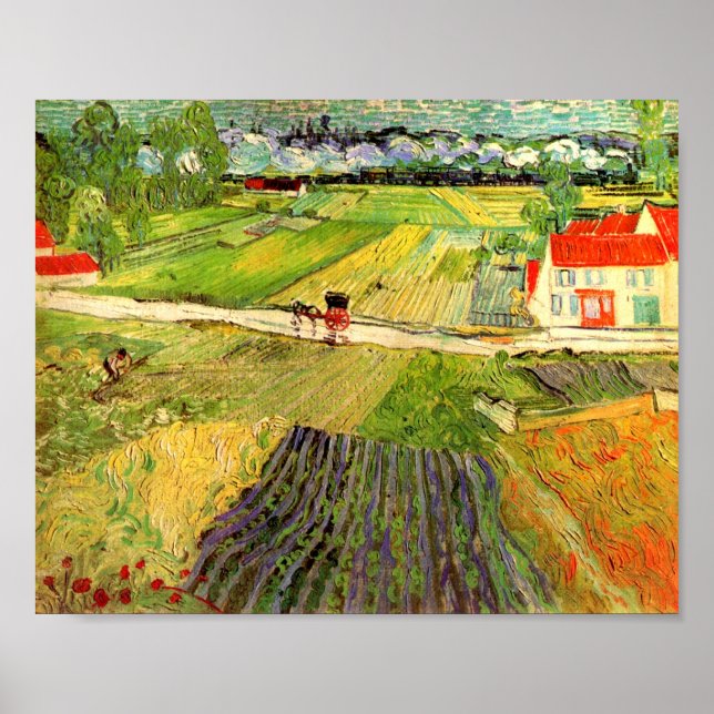 Poster Paysage, transport et train Van Gogh Art (Devant)