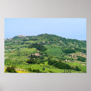 Poster Paysage typique de la Toscane avec des collines -