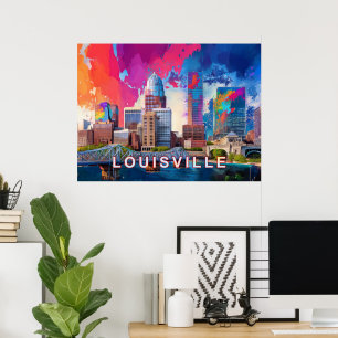 Poster Paysage urbain abstrait coloré de Louisville