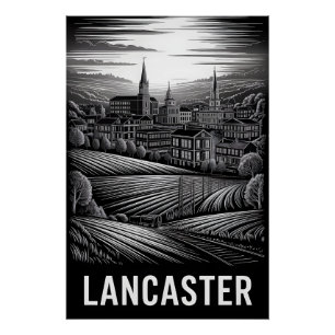 Poster Paysage urbain de Lancaster Pennsylvanie Gravure s