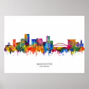 Poster Paysage urbain de Manchester New Hampshire