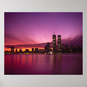 Poster Paysage urbain de Manhattan et fleuve Hudson, New