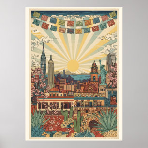 Poster Paysage urbain de Mexico City, cadeau américain vi