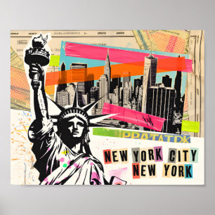 Poster Paysage urbain de New York Magazine de voyage Coll