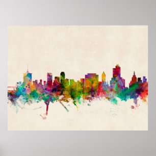 Poster Paysage urbain d'horizon de Tulsa l'Oklahoma