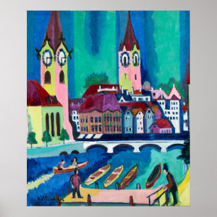 Poster Paysage urbain expressionniste Kirchner Zurich