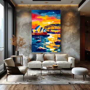 Poster Paysage urbain fauviste de Sydney – Opéra et Harbo