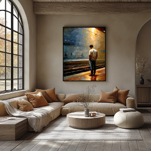 Poster Paysage urbain impressionniste – Quai silencieux