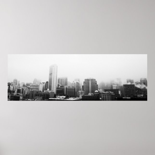 Poster Paysage urbain noir et blanc (Devant)