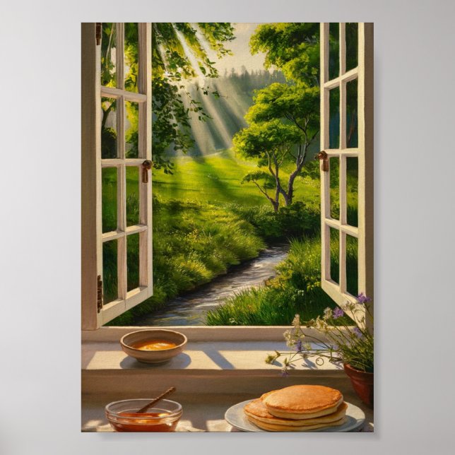Poster paysage vert Soleil chaud téléchargement numérique (Devant)