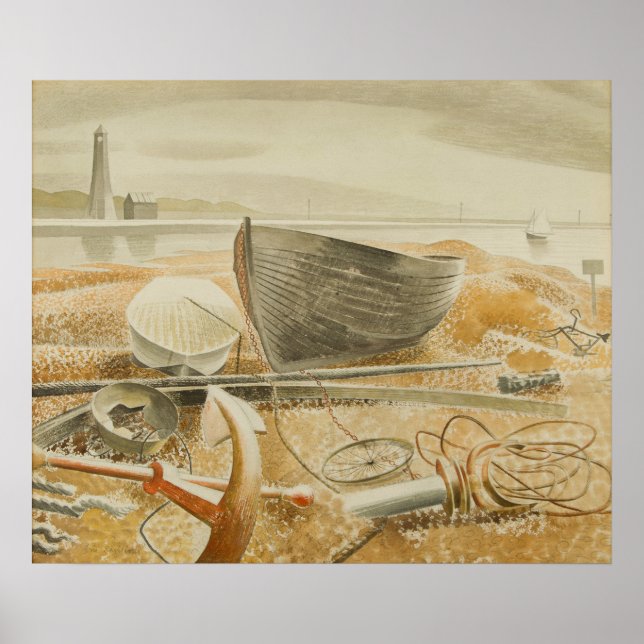 Poster Paysage vintage, Angleterre, Balnéaire, Retro (Devant)