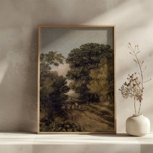 Poster Paysage vintage, beaux-arts paysage campagne rusti