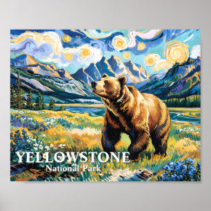 Poster Paysage vintage de l'ours du Parc national de Yell