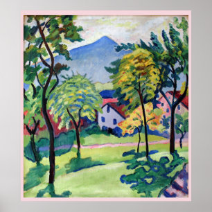 Poster Paysage vintage du Tegernsee Août Macke