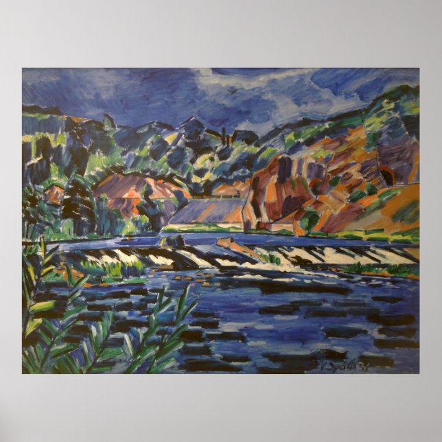 Poster Paysage vintage rivière Sazava (Devant)