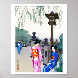 Poster Paysages avec femmes dans un Kimono, Hiroshi Yoshi