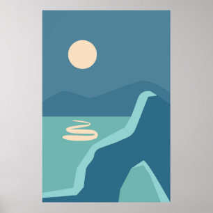 Poster Paysages avec lever et coucher de soleil