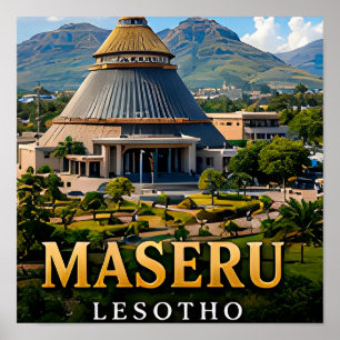Poster Paysages de montagne et patrimoine basotho de Mase