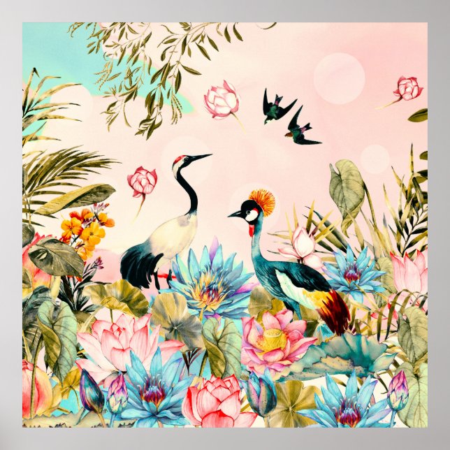 Poster Paysages des oiseaux au paradis (Devant)