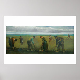 Poster Paysans ou paysans de Van Gogh qui plantent des po