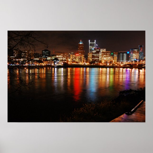 Poster PDX City Skyline la nuit (Devant)