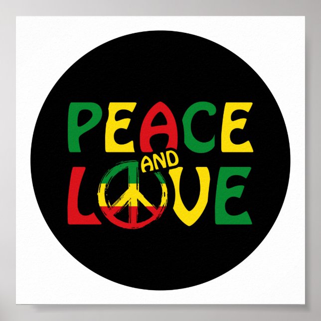 Poster PEACE and LOVE, reggae (Devant)