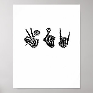 Poster Peace And Roll Skeleton Mains Classique
