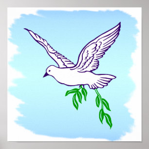 Poster Peace Dove with Olive Branch Art Imprimer