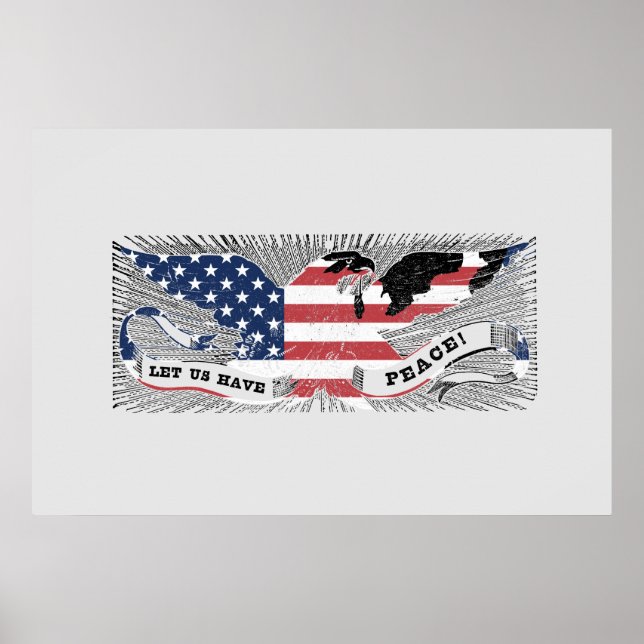 Poster Peace Eagle Americana Art patriotique (Devant)