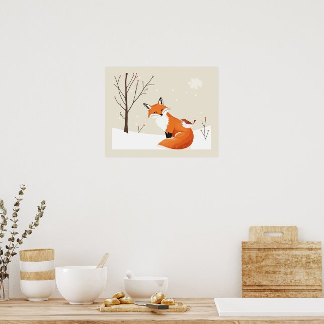 Poster Peace Earth Minimalist Fox Bird Animal (Cuisine)