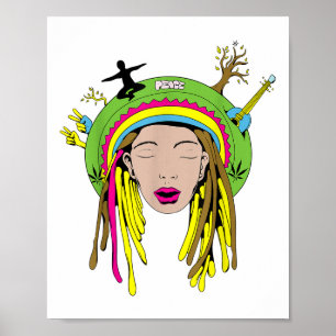 Poster Peace Femme Reggae Nature Protection De l'environn
