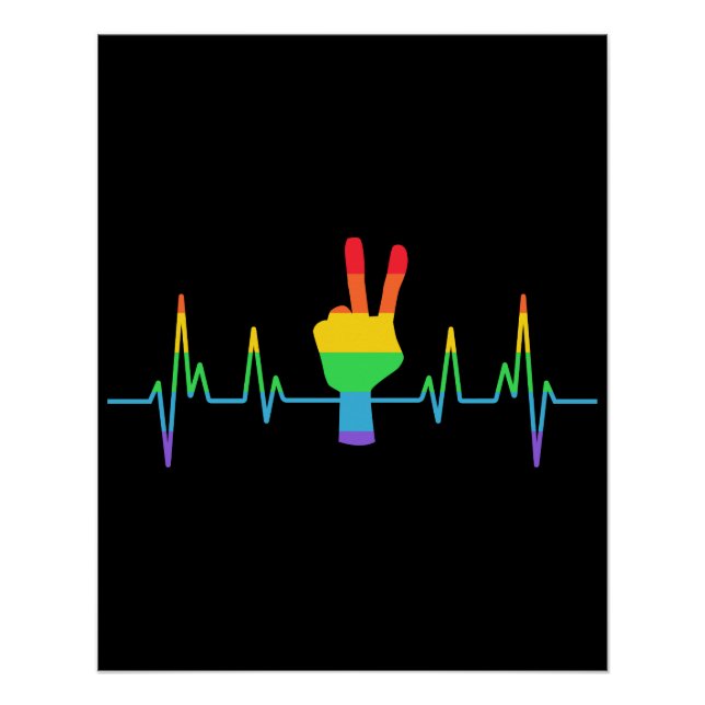 Poster Peace Gay Hearbeat LGBT (Devant)