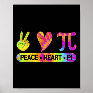 Poster Peace Heart Pi Day Tie Dye Mathématiques Mathémati