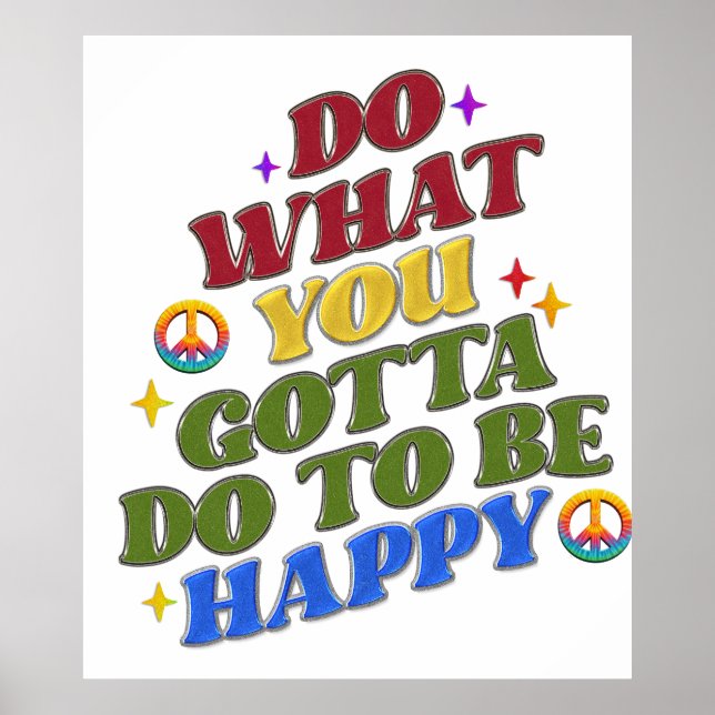 Poster Peace Hippie Happy Encouragement Positivity  (Devant)
