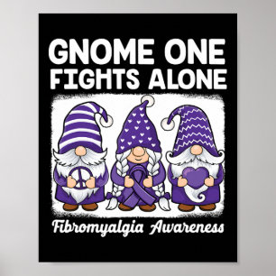 Poster Peace Hope Love Gnomes Purple Ribbon Fibromyalgia