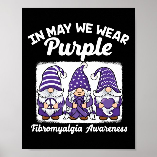 Poster Peace Hope Love Gnomes Purple Ribbon Fibromyalgia (Devant)