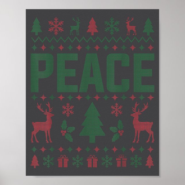 Poster Peace I Come In Peace Couple Matching Ugly Christm (Devant)