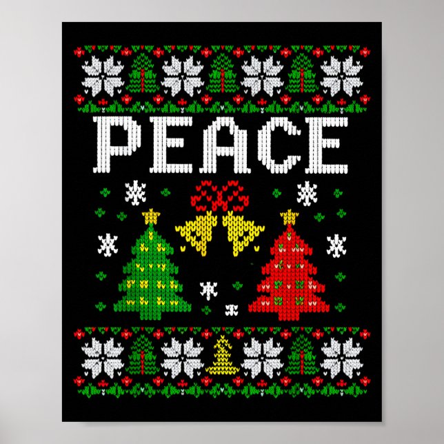 Poster Peace I Come In Peace Couple Matching Ugly Christm (Devant)
