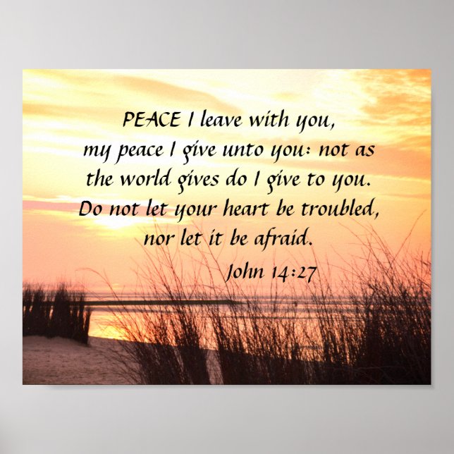 Poster Peace I leave with you, Bible Verse Ocean Sunset (Devant)
