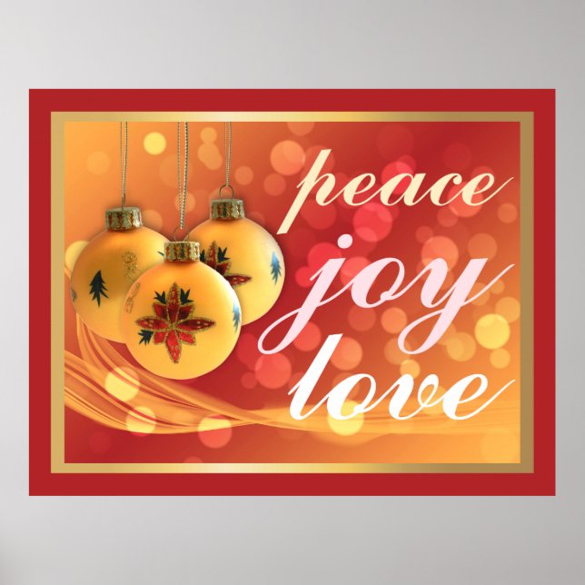 Poster Peace Joy Love Christmas Blessures Festive Gold (Devant)