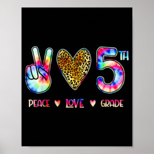 Poster Peace Love 5E Grade Squad Retour À L'École Cadeau