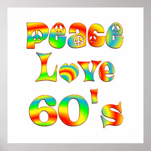Poster Peace Love 60's