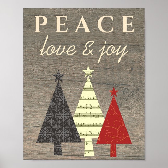 Poster Peace Love and Joy Christmas Tree (Devant)