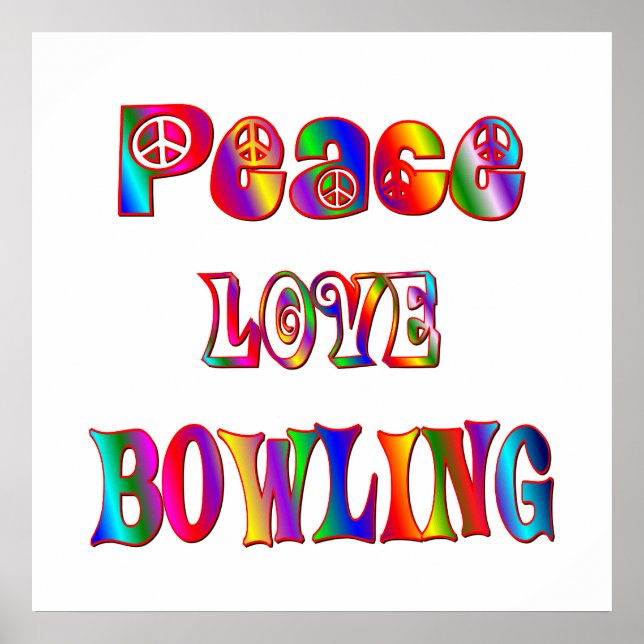 Poster Peace Love Bowling (Devant)