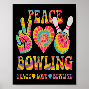 Poster Peace Love Bowling Shirt Tie Dye Bowler Hommes Fem