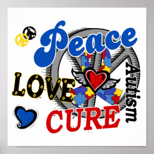 Poster Peace Love Cure 2 Autisme
