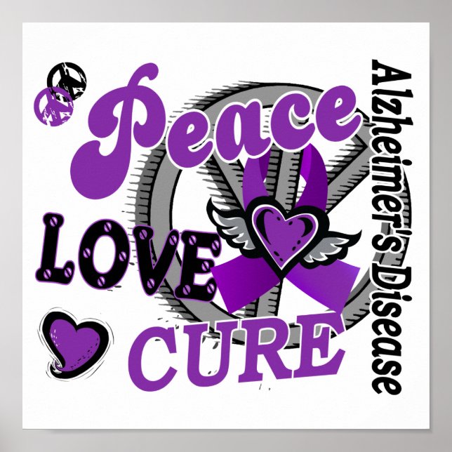 Poster Peace Love Cure 2 Maladie d'Alzheimer (Devant)