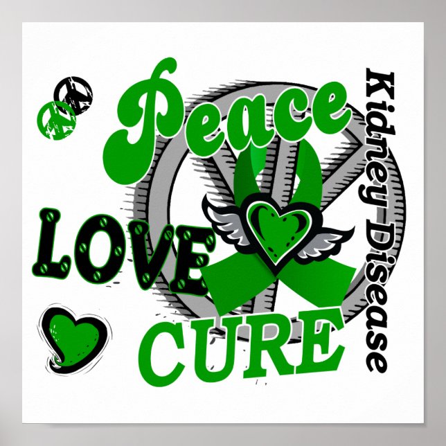 Poster Peace Love Cure 2 Maladie rénale (Devant)
