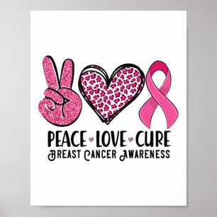 Poster Peace Love Cure Breast Cancer Sensibilisation Guer