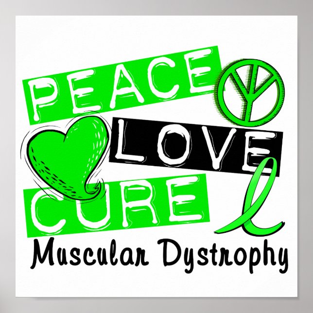 Poster Peace Love Cure Dystrophie Musculaire (Devant)
